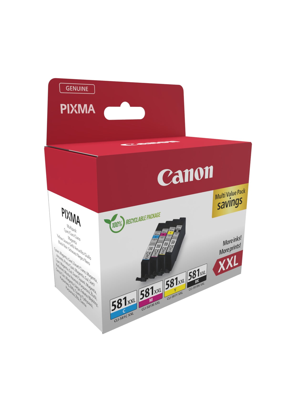 Canon 1998C007/CLI-581XXL Ink cartridge multi pack Bk,C,M,Y extra High-Capacity Pack=4 for Canon Pixma TS 6150/8150