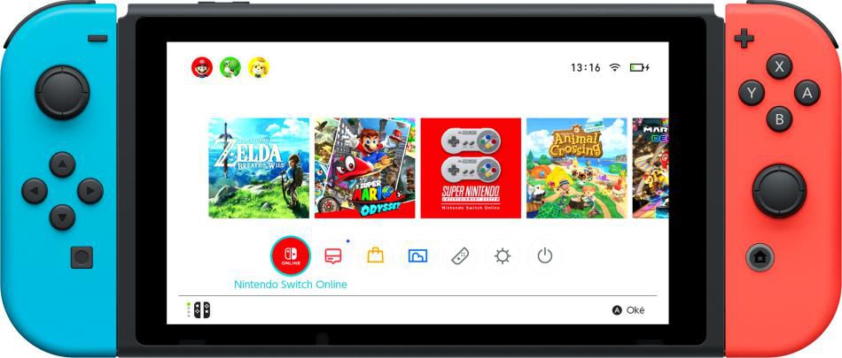Nintendo Switch With Joy-Con - Neon Blue and Neon Red (New revised model) Switch V2 2019, Nintendo Switch, Black, Blue, Red, Analogue /