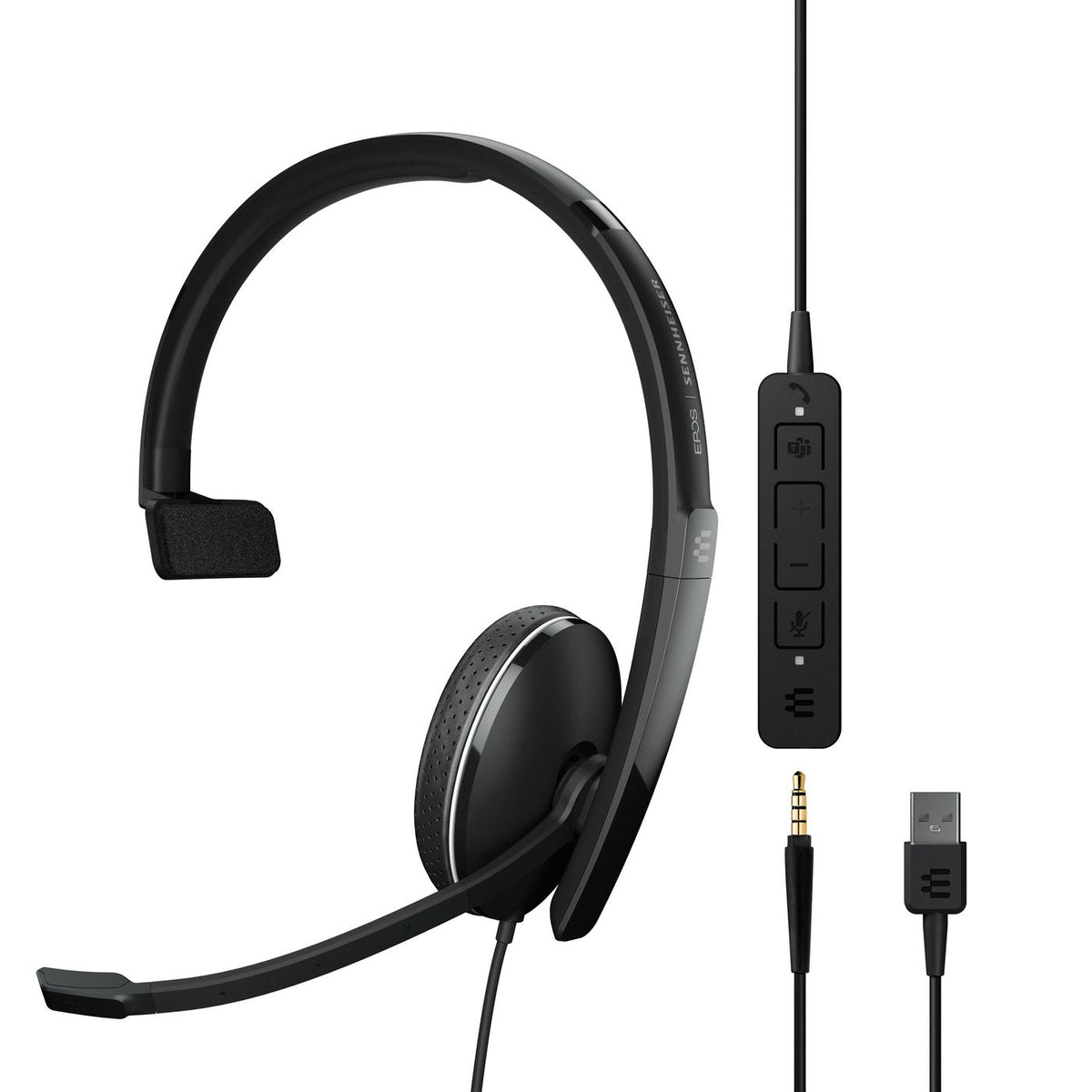 EPOS Sennheiser Adapt 135T USB II - ADAPT 100 Series headset on-ear wired USB 3.5 mm jack black Certified for Microsoft Teams Optimised for