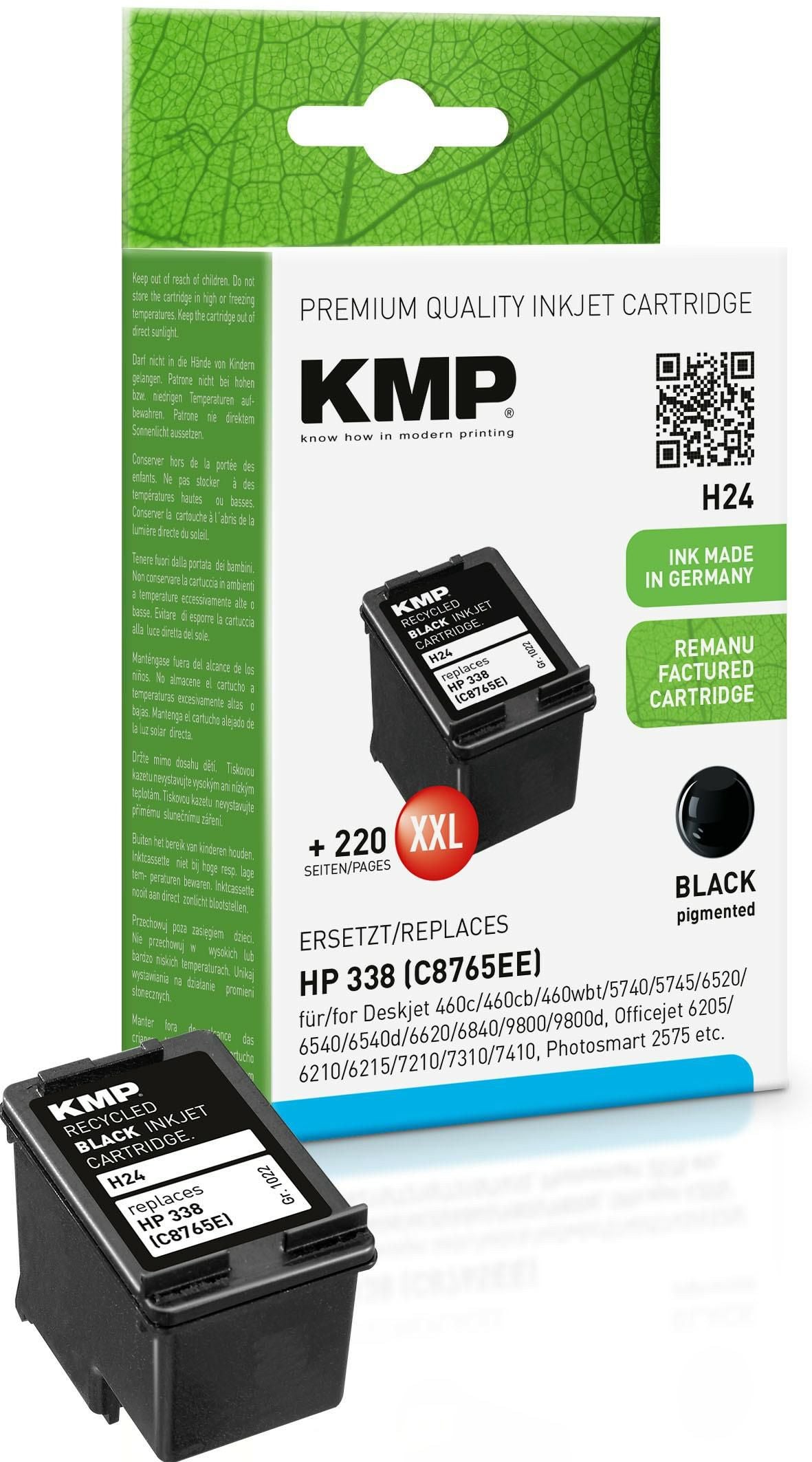KMP Printtechnik AG Cart. HP C8765E Nr.338 comp. ed ink, Black, HP DeskJet 460 HP DeskJet 460 C HP DeskJet 460 CB HP DeskJet 460 WBT HP DeskJet 460 WF HP...,