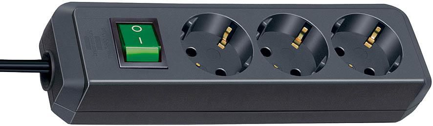 Brennenstuhl Power extension 1.5 m 3 AC outlet(s) Black Eco-Line extension socket with switch 3-way, black, 1.5m