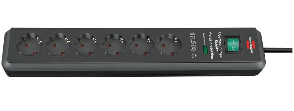 Brennenstuhl Power extension 2 m 6 AC outlet(s) Black Secure-Tec, 19500A, 6-way, 2m, anthracite
