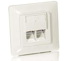 Equip NWK Dose Cat.5e / AP 2xRJ-45 e Cat.5e German Modular Outlet Set, RJ-45, 5e, White, Plastic, 80 mm, 39 mm