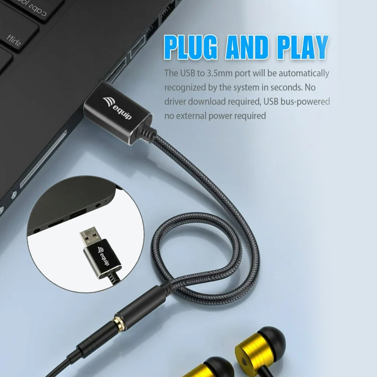 Equip 147945 audio cable 0.15 m 3.5mm USB Type-A Black
