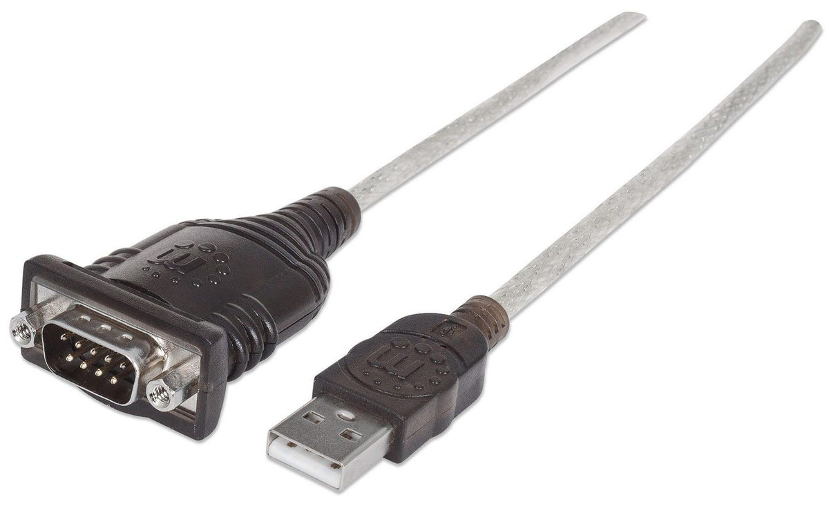 Manhattan Usb-A To Serial Converter Cable, 45Cm, Male To Male, Serial/Rs232/Com/Db9, Ftdi Ft232Rl Chip, Equivalent To Icusb2321F, Black/Silver