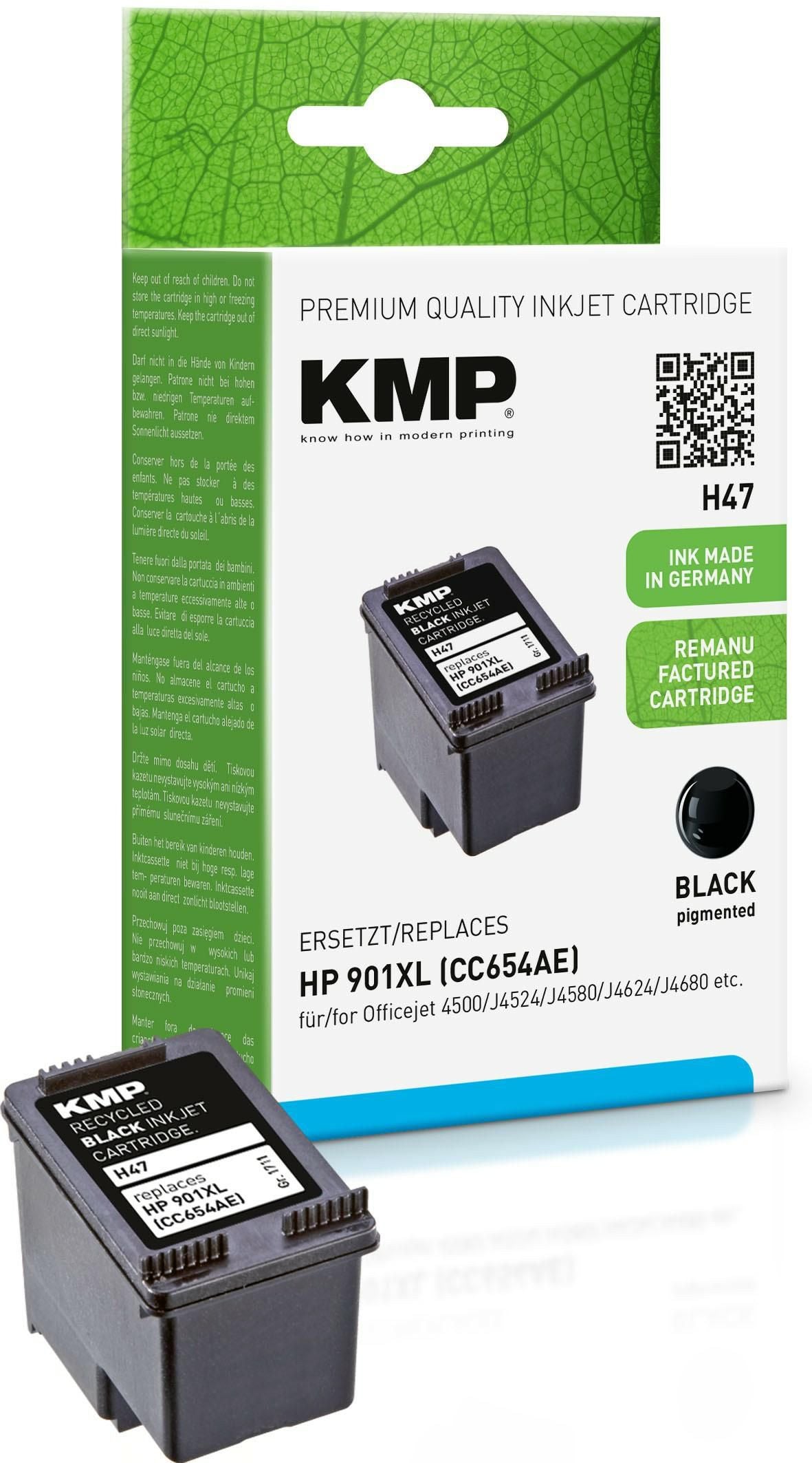 KMP Printtechnik AG H47 ink cartridge black comp. ed ink, Black, HP OfficeJet 4500, OfficeJet 4500 Wireless, OfficeJet J 4500 Series, OfficeJet J 4524,