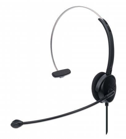 Manhattan Mono On-Ear Headset (Usb), Microphone Boom (Padded), Retail Box Packaging, Adjustable Headband, In-Line Volume Control, Ear Cushion,
