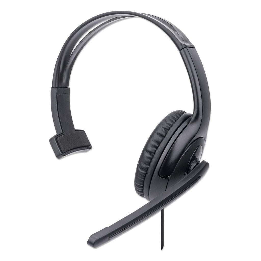 Manhattan Mono Over-Ear Headset (Usb), Microphone Boom (Padded), Retail Box Packaging, Adjustable Headband, In-Line Volume Control, Ear Cushion,