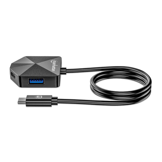 Manhattan USB-C & USB-A Combo Dock/Hub, Ports (4): USB-A (x2) and USB-C (x2), 5 Gbps (USB 3.2 Gen1 aka USB 3.0), Angled Shape for Easy Port Access, USB powered (no external power supply required)