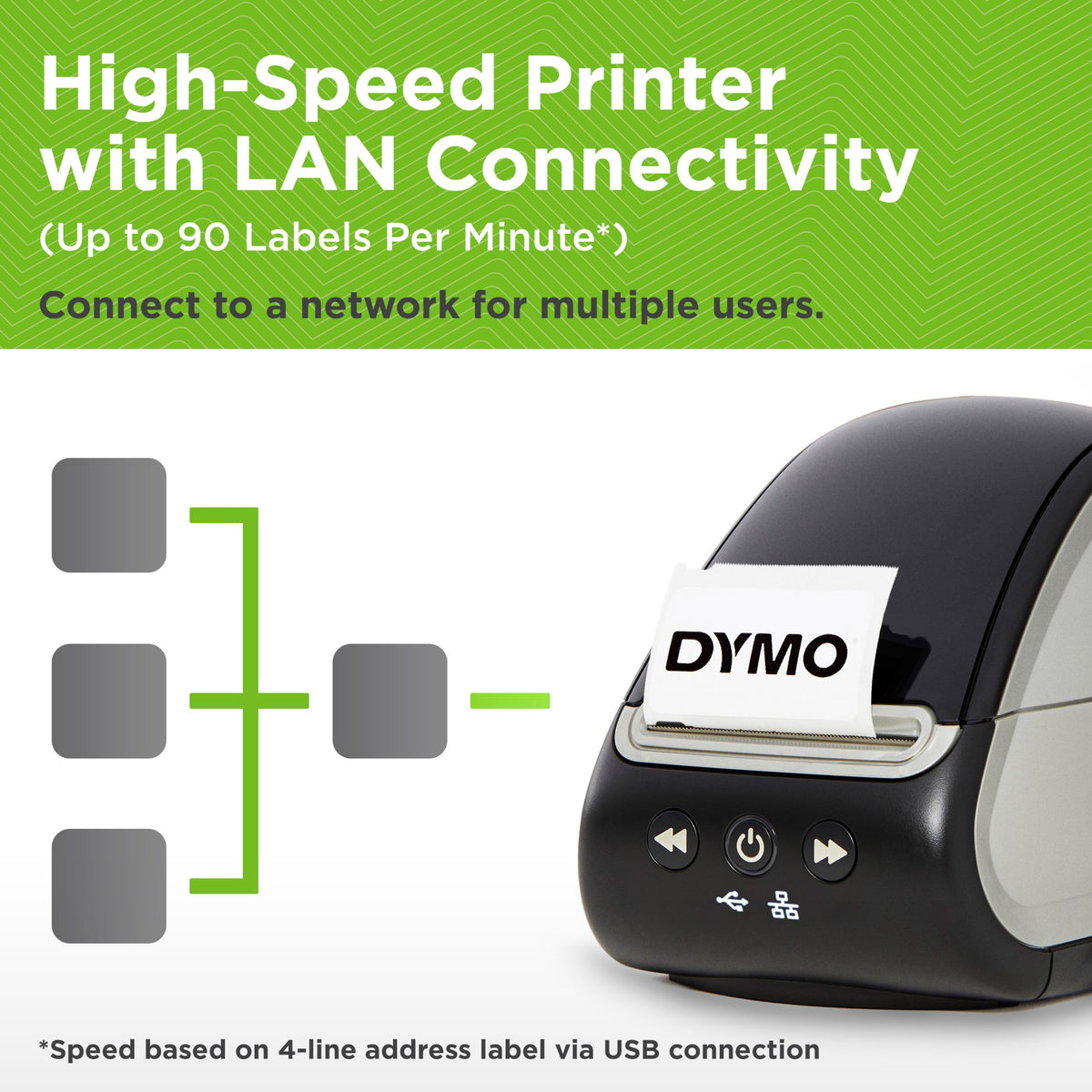 DYMO LabelWriter 550 Turbo Label Printer | Label Maker with High-Speed Direct Thermal Printing | Automatic Label Recognition | Prints Shipping Labels & More with USB/LAN Connectivity | EU 2 Pin Plug