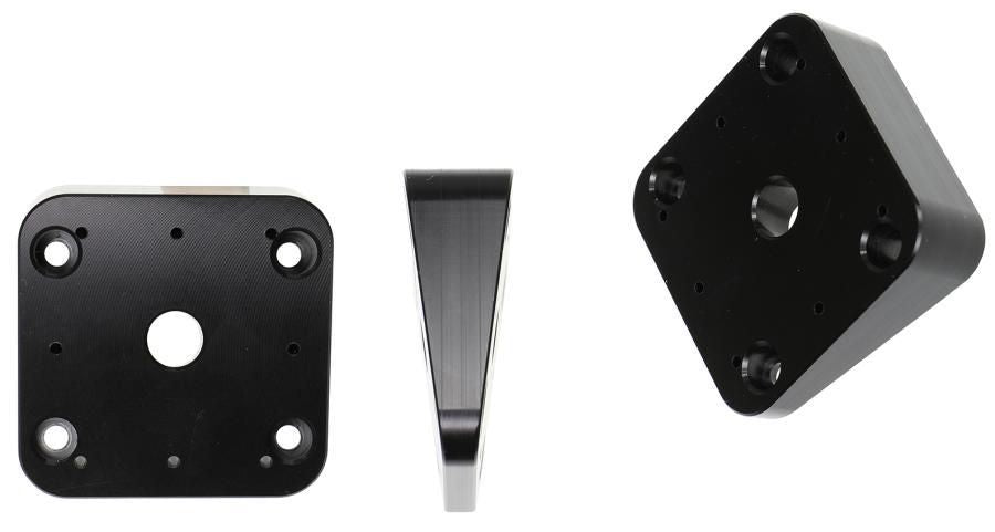 Brodit Mounting plate Angled 15°. Vertical AMPS holes + 8 holes + center hole. 50x50 mm. Thickness 5-18 mm Mounting plate, Device plate, Black,