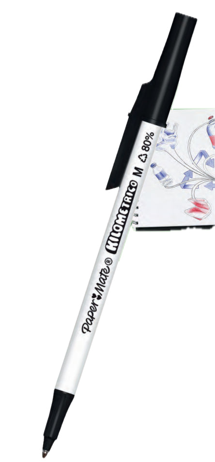 Papermate Kilometrico Recycled Blue Stick ballpoint pen Medium 8 pc(s)