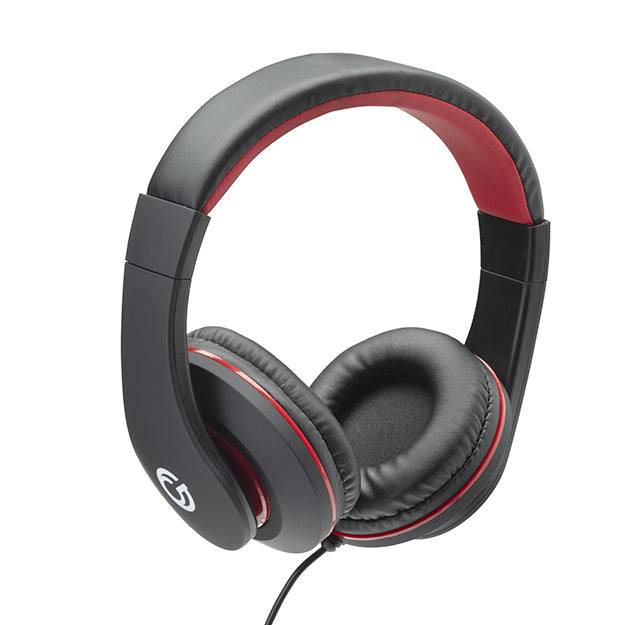 connektgear HP530 Stereo PC Headset with In-Line Mic and Volume Control - Black/Red