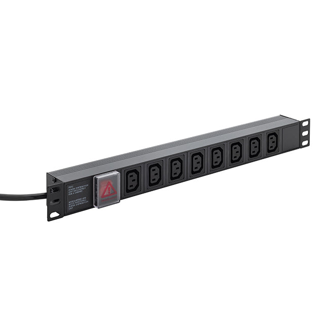 connektgear 3m 8 Way Horizontal Rack Mount Power Extension Block UK Plug to 8 x C13 Sockets - Black