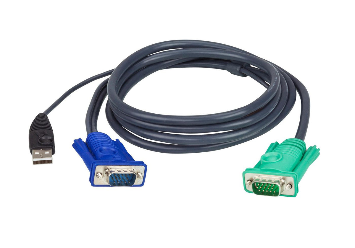 Aten USB KVM Cable 5m PC Connector: HDB & USB Console Connector: 3in1 SPHD(Keyboard/Mouse/Video)