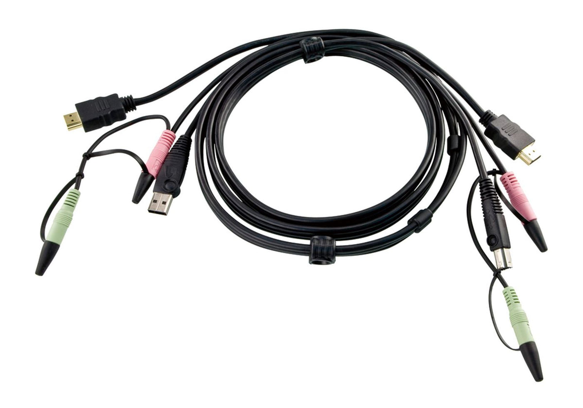 Aten USB HDMI KVM Cable 1.8m 2L-7D02UH, 1.8 m, Black, HDMI, USB A, 2x Audio Plug, HDMI, USB B, 2x Audio Plug, Male/Male