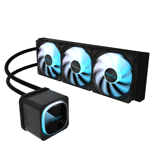 GIGABYTE EAGLE 360 Liquid CPU Cooler - 3x120mm ARGB Fans, full-color LCD, DAISY-CHAIN, Intel LGA 1851 and AMD AM5 Compatible