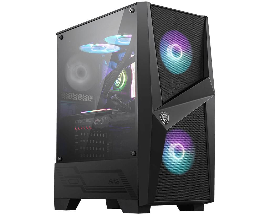 MSI Mag Forge 100R Mid Tower Gaming Computer Case 'Black, 2X 120Mm Argb Pwm Fan, 1X 120Mm Fan, 1-6 Argb Hub, Mystic Light Sync, Tempered