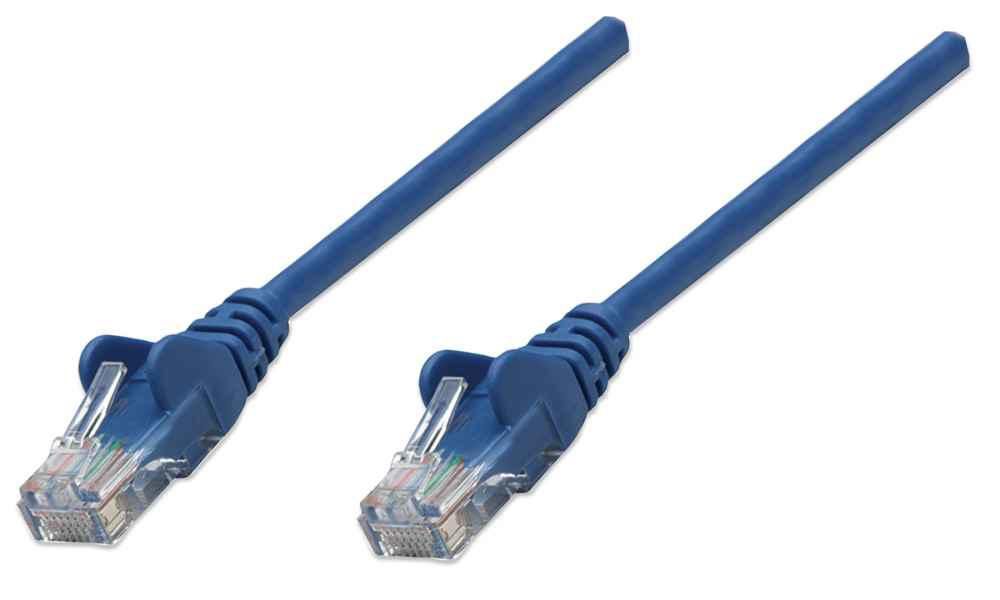 Intellinet Network Cable, Cat5e, UTP Network Patch Cable, Cat5e, 5m, Blue, U/UTP, Gold Plated Contacts, Snagless, Booted, 5 m, Cat5e, U/UTP