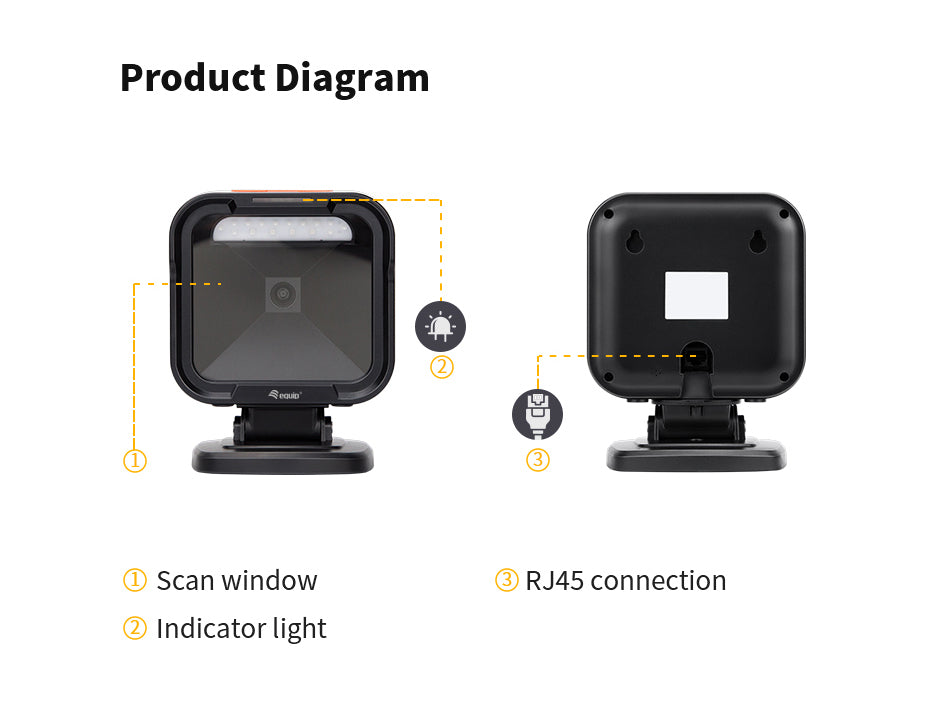 Equip USB 2D Omnidirectional Desktop Barcode Scanner, 1MP