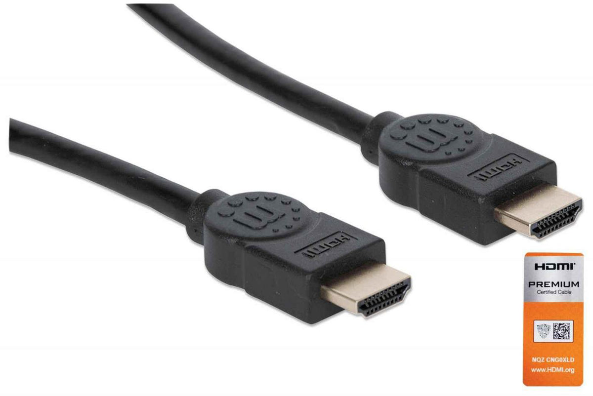 Manhattan Hdmi Cable With Ethernet, 4K@60Hz (Premium High Speed), 1.8M, Male To Male, Black, Equivalent To Hdmm2Mp (Except 20Cm Shorter), Ultra