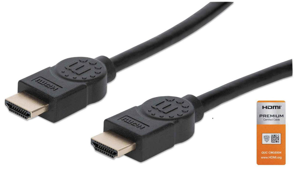 Manhattan Hdmi Cable With Ethernet, 4K@60Hz (Premium High Speed), 3M, Male To Male, Black, Equivalent To Hdmm3Mp, Ultra Hd 4K X 2K, Fully
