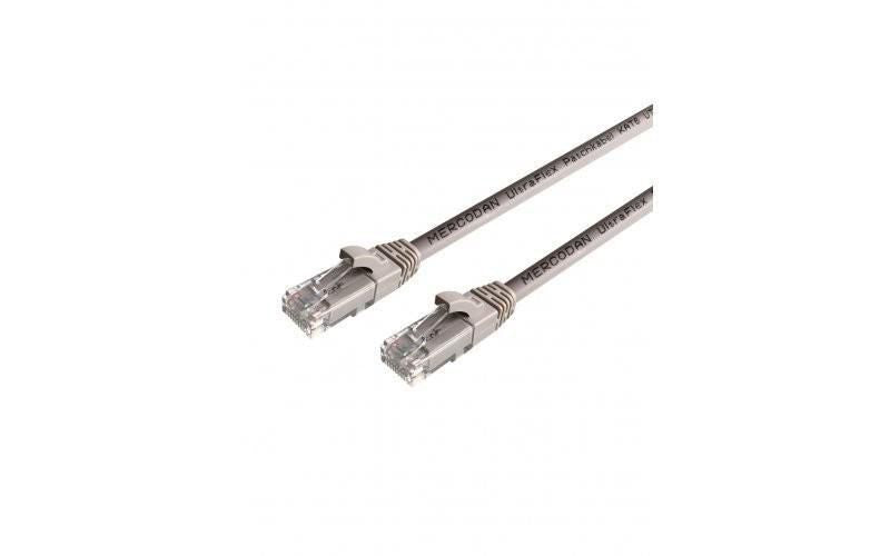 Mercodan UltraFlex Patch cable CAT6 UTP, 0.25m, Grey, LSZH Halogen-free, AWG26, copper, FLUKE tested