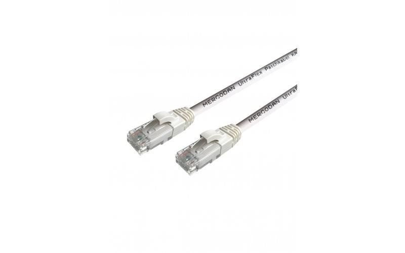 Mercodan UltraFlex Patch cable CAT6 UTP, 20m, White, LSZH Halogen-free, AWG26, copper, FLUKE tested