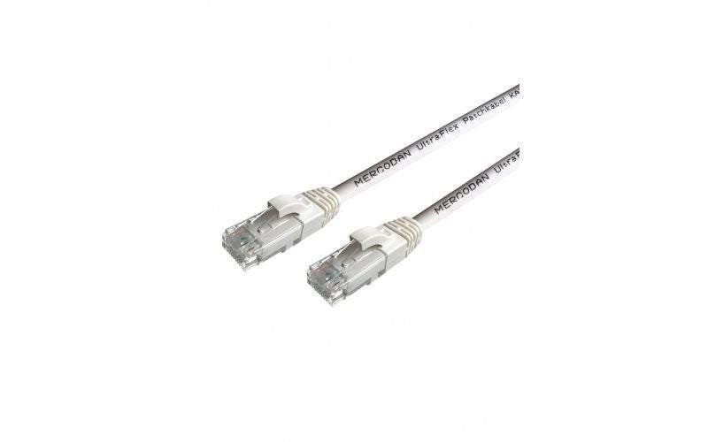Mercodan UltraFlex Patch cable KAT6 UTP, 30m, White, LSZH Halogen-free, AWG26, copper, FLUKE tested