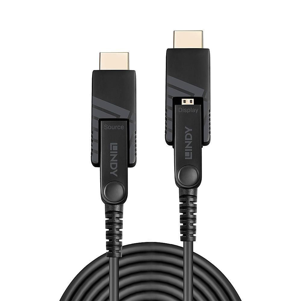 Lindy 100m Fibre Optic Hybrid Micro-HDMI 4K60 Cable with Detachable HDMI & DVI Connectors
