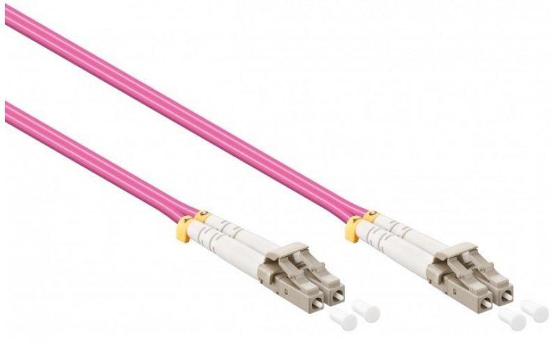 Mercodan Fiber patch cable LC-LC OM4 15.0m, 50/125, multimode, Duplex, Violet, 2mm, LSZH Halogen-free