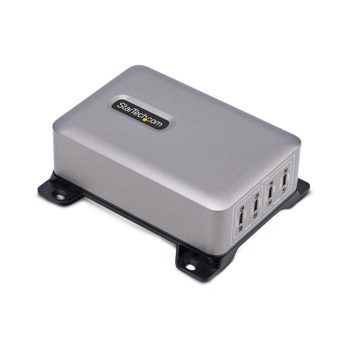 StarTech.com 4-Port Multi-Device USB-C Charger, 240W Total, Single Port 140W EPR, PD 3.1, Screw Locking Ports, Boardrooms, Bracket incl. for