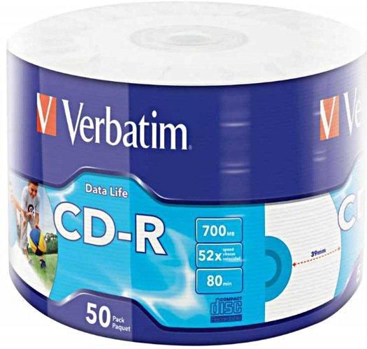 Verbatim CD-R 700MB 52X EXTRA PROTECTION DATALIFE IJP WRAP 50x CD-R, 52x, CD-R, 120 mm, 700 MB, 50 pc(s)