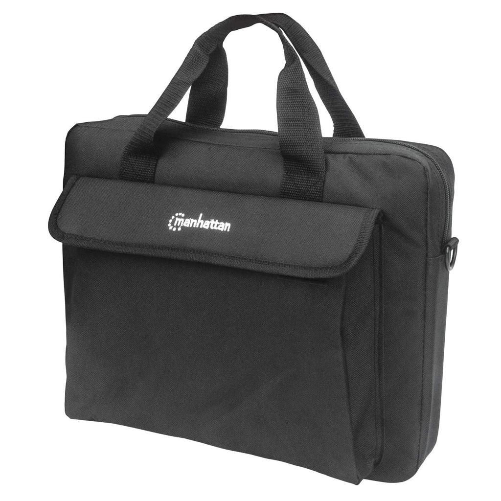 Manhattan London Laptop Bag 14.1", Top Loader, Black, Low Cost, Accessories Pocket, Shoulder Strap (Removable), Notebook Case, Three Year