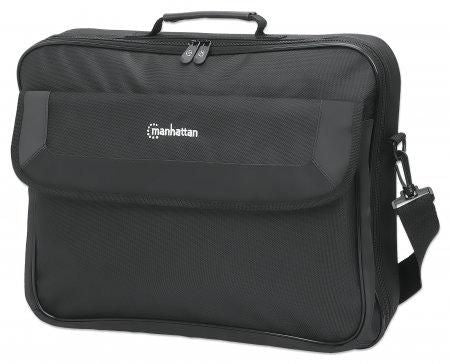 Manhattan Cambridge Laptop Bag 17.3", Clamshell Design, Black, Low Cost, Accessories Pocket, Document Compartment On Back, Shoulder Strap