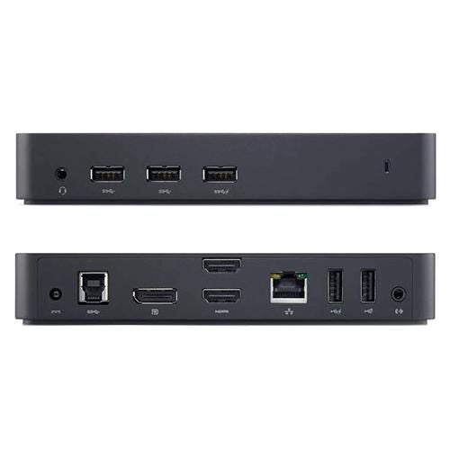 Dell USB 3.0 Ultra HD Triple Video Docking D3100 D3100, Wired, 3.5 mm, 10,1000 Mbit/s, Black, USB
