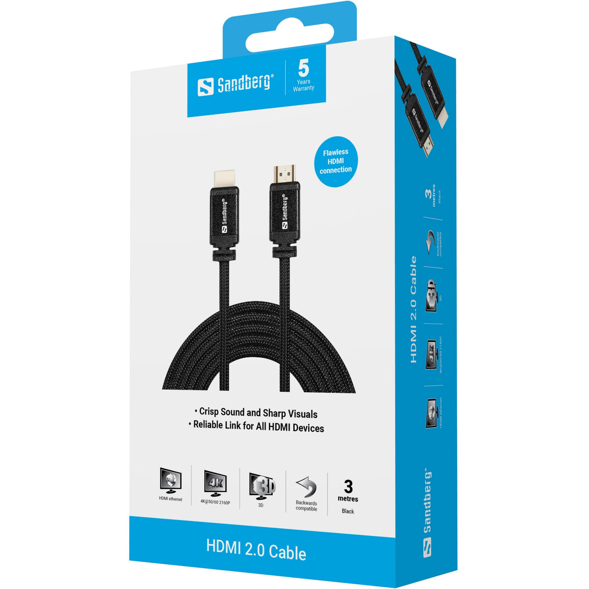 Sandberg HDMI 2.0 Cable 19M-19M, 3m