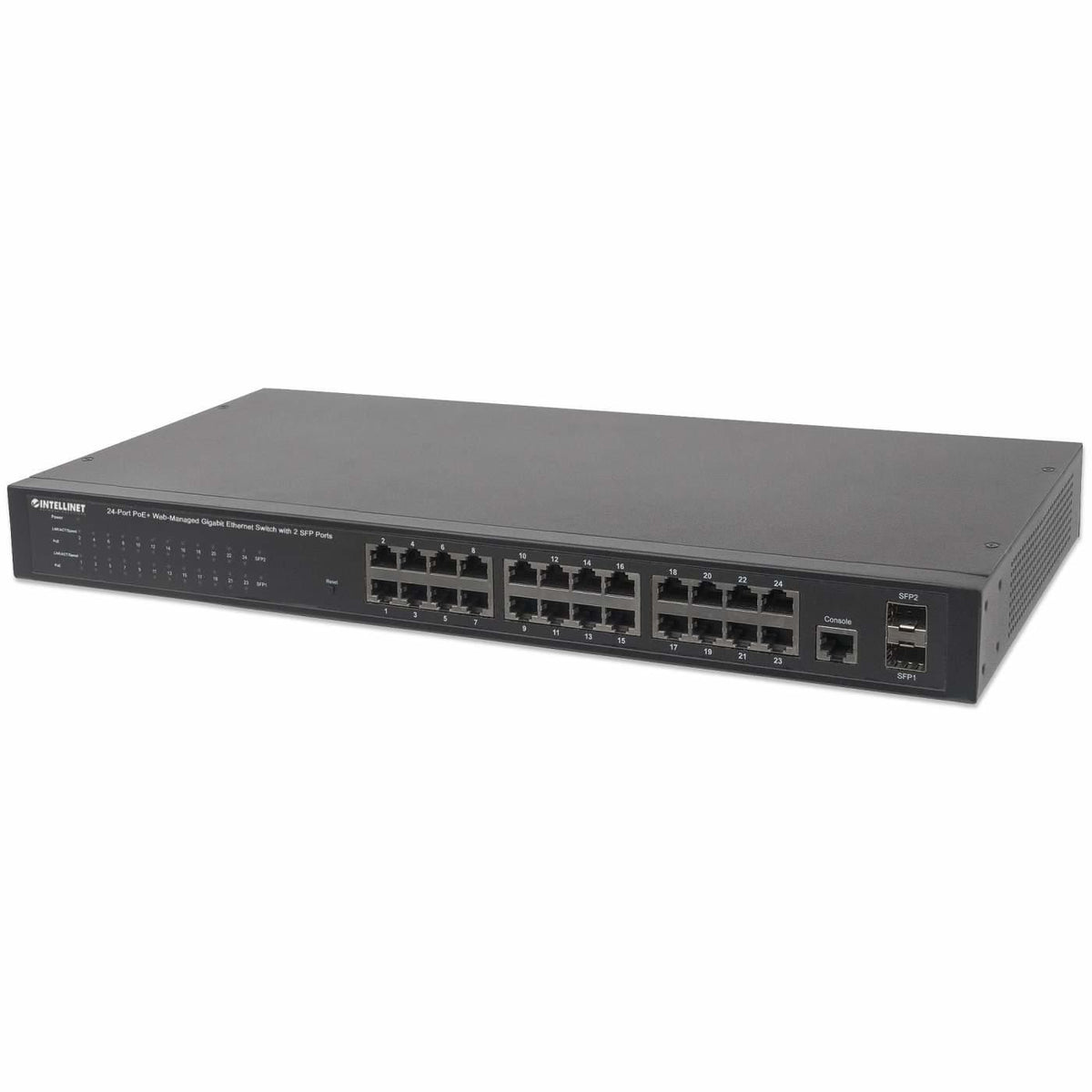 Intellinet 24-Port Gigabit Ethernet Poe+ Web-Managed Switch With 2 Sfp Ports, 24 X Poe Ports, Ieee 802.3At/Af Power Over Ethernet (Poe+/Poe), 2 X Sfp,
