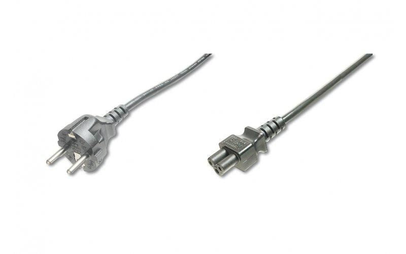 Mercodan Schuko power cable 1.8m, black, Mickey Mouse: Schuko, standard, C5 H05VV-F3G 0,75 mm² 10A-250V, VOE approval, Schuko Power Cord