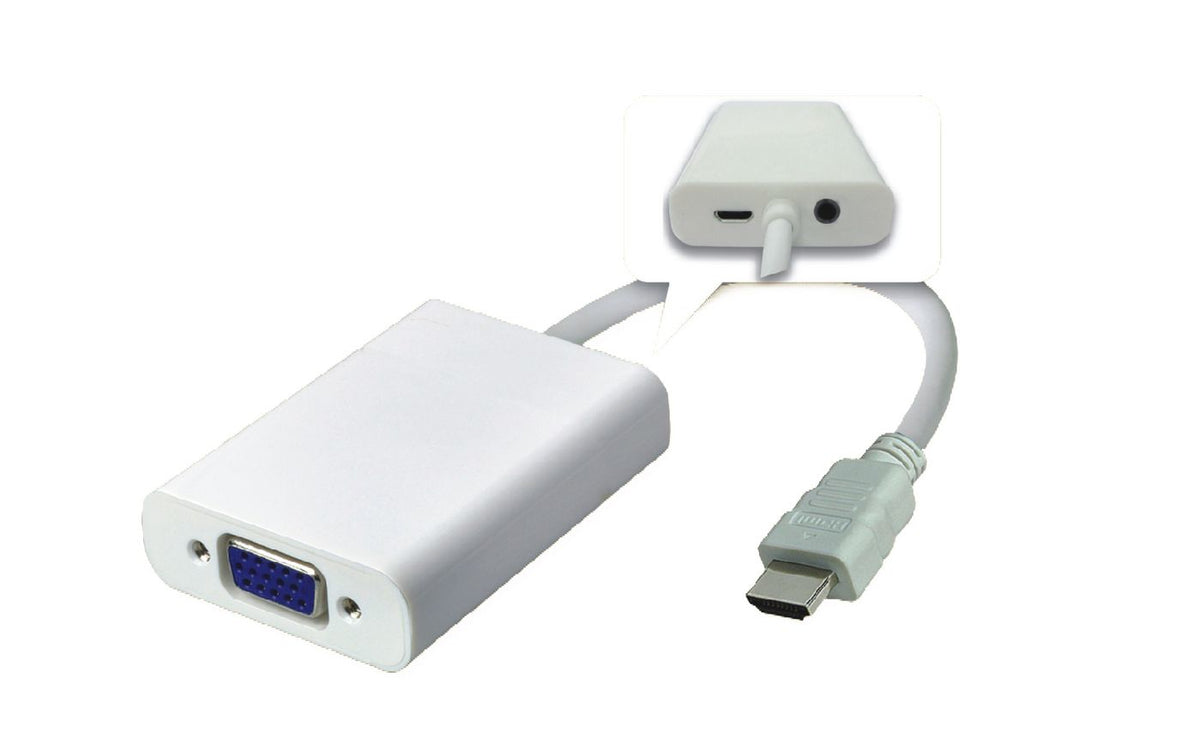 Microconnect HDMVGA2 video cable adapter 0.15 m HDMI Type A (Standard) VGA (D-Sub) White