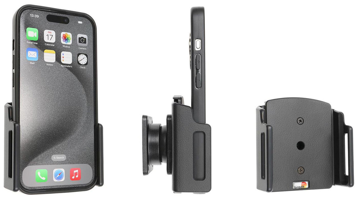 Brodit Passive holder with tilt swivel, Adjustable holder. For Apple iPhone 15 Pro, Apple iPhone 15