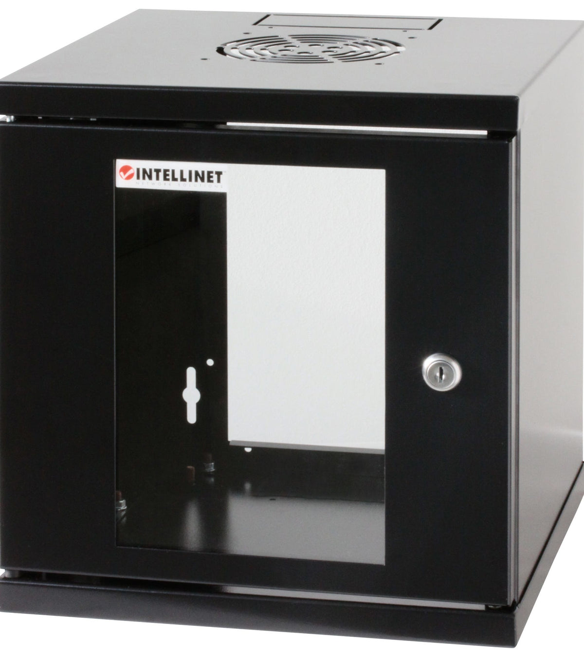 Intellinet 10" Network Cabinet - Wall Mount (Standard), 6U, 300mm Deep, Black, Assembled, Max 60kg, Suitable also for use on desk or floor, Usable Depth 265mm, Metal & Glass Door, Back Panel,Removeable Sides,Parts for wall install (eg screws/rawl plugs) n