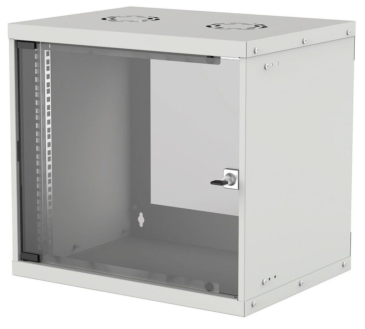 Intellinet Network Cabinet, Wall Mount (Basic), 9U, Usable Depth 500Mm/Width 485Mm, Grey, Flatpack, Max 50Kg, Glass Door, 19", Parts For Wall