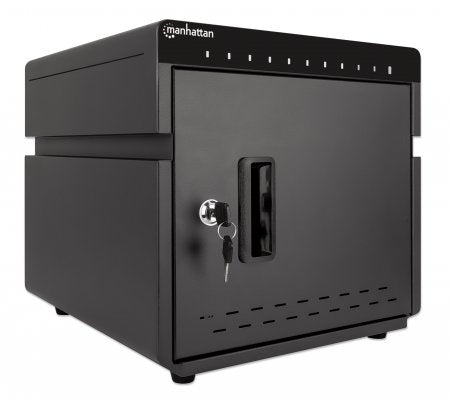 Manhattan iPad to 11" 10-bay Charging Cabinet Desktop via USB-C, Also other tablets and smartphones (with device to USB-C cable), Bays 264x22x235mm, Device charging cables not included (suggest USB-C cable 354868), Cart, Lockable, EU/UK power cords
