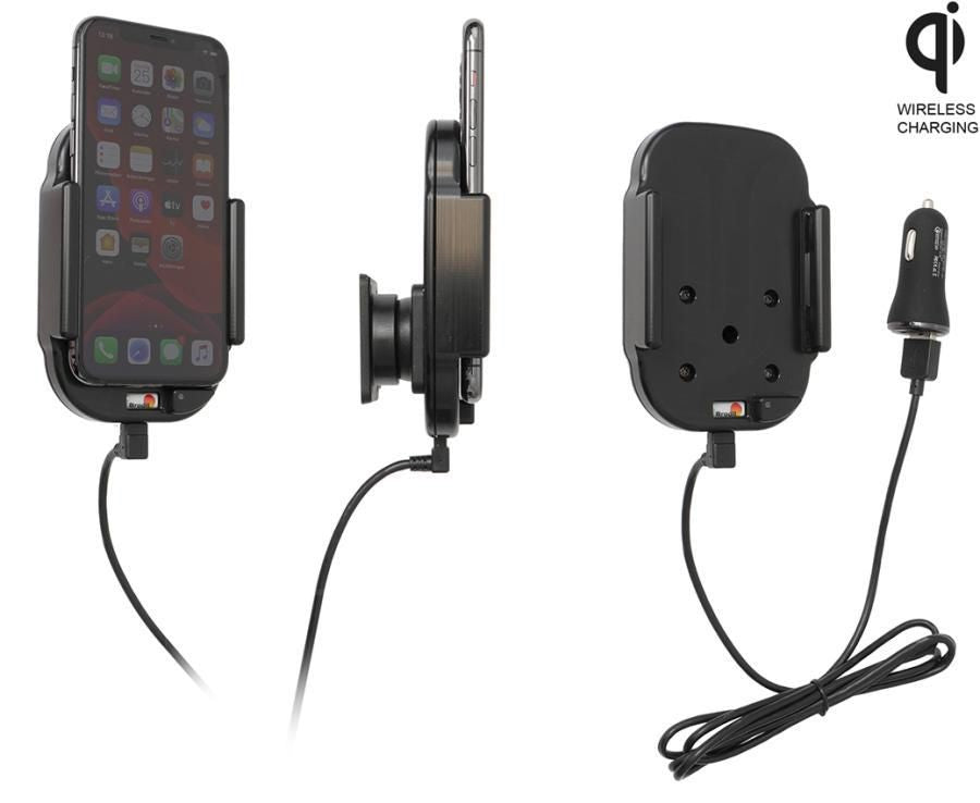 Brodit Qi wireless active holder with cig-plug With USB-A cable + cig-plug adapter with 2 USB-A ports: QC 3 718161, Mobile