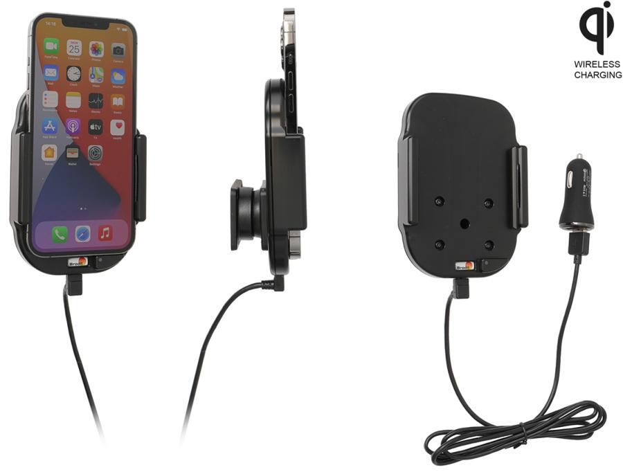 Brodit Qi wireless active holder with cig-plug With USB-A cable + cig-plug adapter with 2 USB-A ports: QC 3 718236, Mobile
