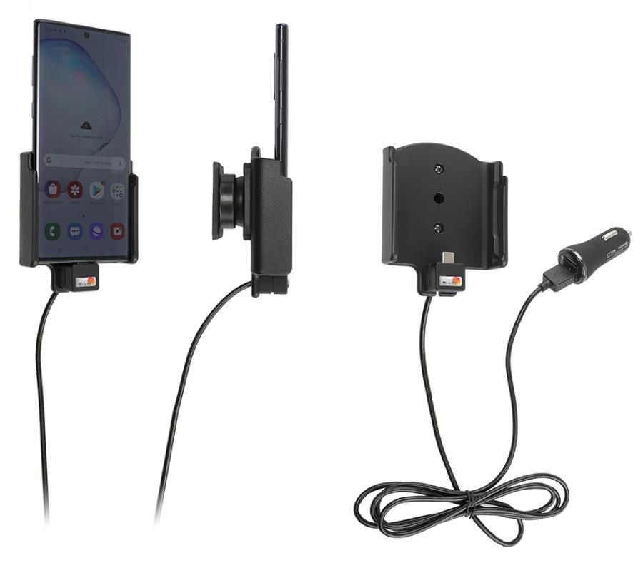 Brodit Active holder with cig-plug With USB-cable + cig-plug adapter with 2 USB ports: QC 3.0A + 2.4A. With 721155, Telephone, Active