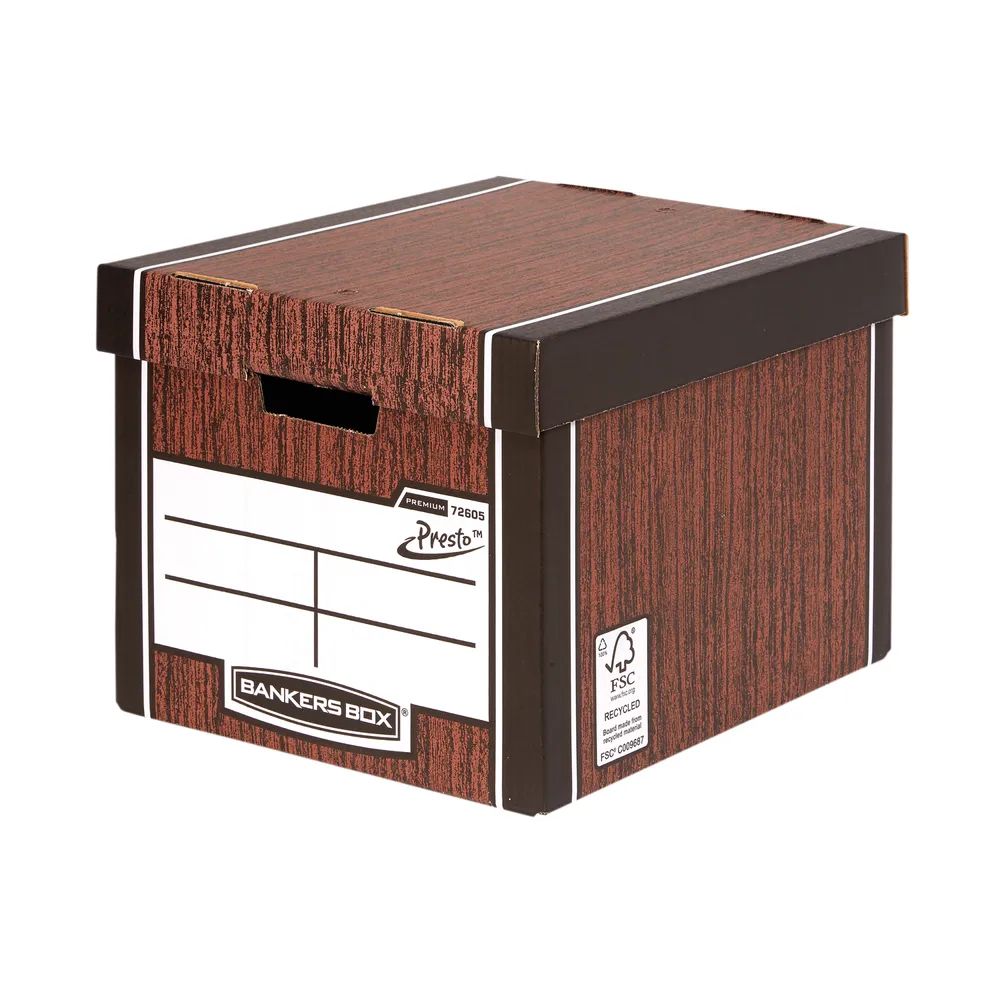 Bankers Box PREMIUM PRESTO STOR BOX WGRAIN PK10