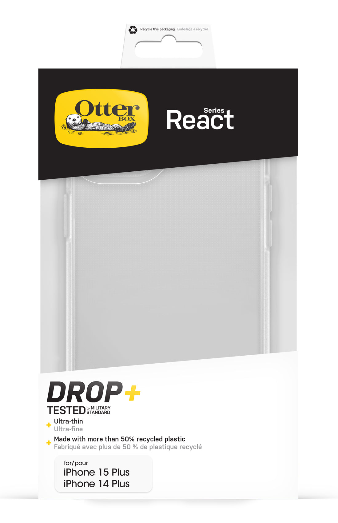 OtterBox React Series for iPhone 15 Plus, Clear