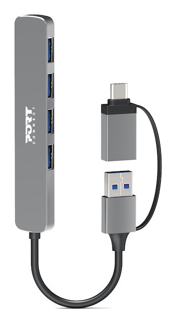 Port Designs 900161 interface hub USB 2.0 Type-A 5000 Mbit/s Silver